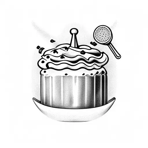 cupcake, rolling pin, whisk, cookie, chef hat, ear of wheat tattoo design idea