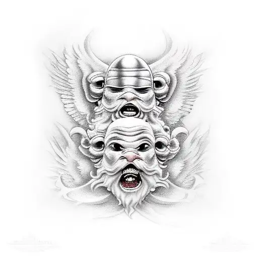 see no evil, speak no evil, hear no evil with cherubs tattoo design idea