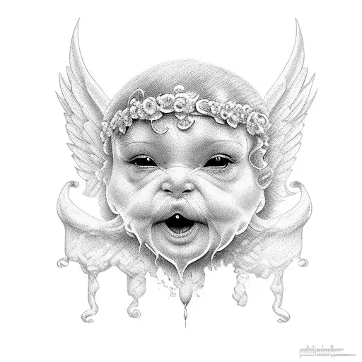 see no evil, speak no evil, hear no evil with cherubs tattoo design idea