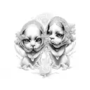 see no evil, speak no evil, hear no evil with cherubs tattoo design idea
