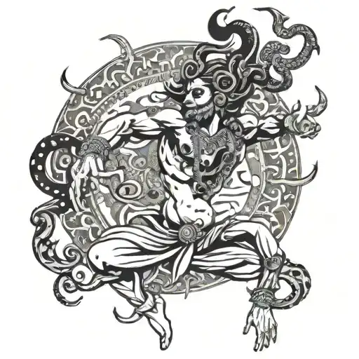 natraj avatar performing shiv tandav tattoo design idea
