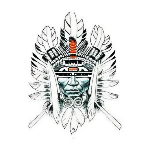 native american feathers joining fire with totem pole tattoo design idea