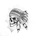Indian headdress being worn by a skull tattoo design idea