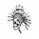 Indian headdress being worn by a skull tattoo design idea