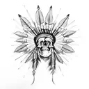 Indian headdress being worn by a skull tattoo design idea