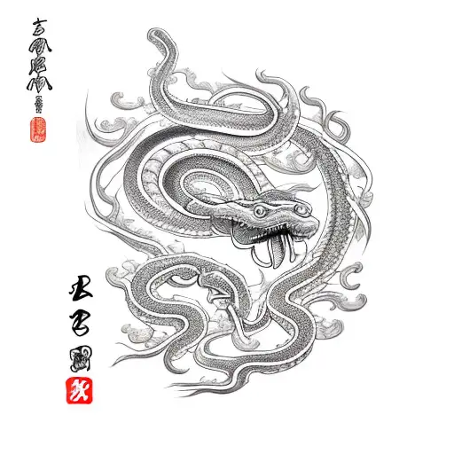 serpiente con flores  tattoo design idea
