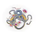 serpiente con flores  tattoo design idea