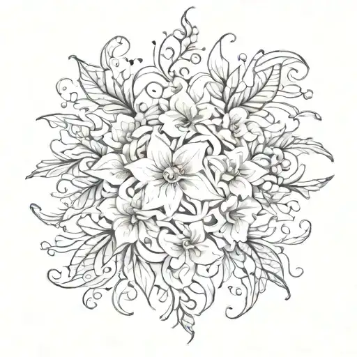 symmetrical dainty gothic feminine thorny flowers vines filigree soft sharp tattoo tattoo design idea