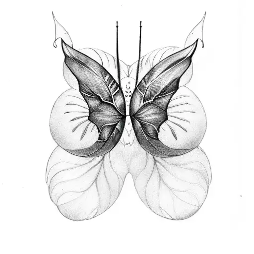 Luna moth, fern, fox skull tattoo design idea