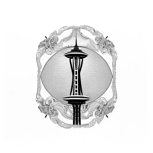 an hourglass design incorporating iconic elements from Seattle (perhaps the Space Needle), Boston (such as the Za tattoo design idea