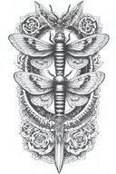 moth and switchblade knife tattoo design idea