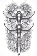 moth and switchblade knife tattoo design idea