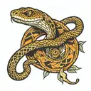 Snake that starts at the wrist and wraps around so the snake bites your collar bone tattoo design idea