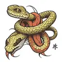 Snake that starts at the wrist and wraps around so the snake bites your collar bone tattoo design idea