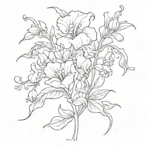 sweet pea and butter bean sprouting tattoo design idea