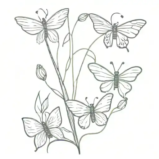  pea and butter bean sprouting flowers and butterflies tattoo design idea