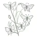  pea and butter bean sprouting flowers and butterflies tattoo design idea