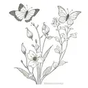  pea and butter bean sprouting flowers and butterflies tattoo design idea