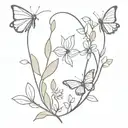  pea and butter bean sprouting flowers and butterflies tattoo design idea