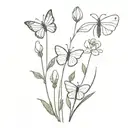  pea and butter bean sprouting flowers and butterflies tattoo design idea