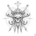 cross with thorn crown tattoo design idea