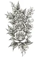 flower bouquet fine line tattoo design idea