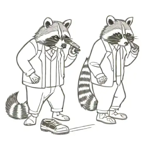 racoon pulp fiction scene inspired tattoo design idea