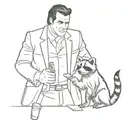 racoon pulp fiction scene inspired john travolta   tattoo design idea
