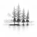 River, commando dagger, trees tattoo design idea