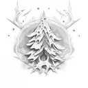River, commando dagger, trees tattoo design idea