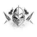 River, commando dagger, trees tattoo design idea