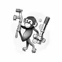 monkey with a wrench working on a car tattoo design idea