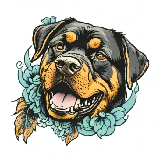paw prints and Rottweiler  tattoo design idea