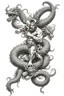 Hercules fighting Hydra dragon tattoo design idea