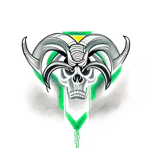 Rams skull with light green hue tattoo design idea