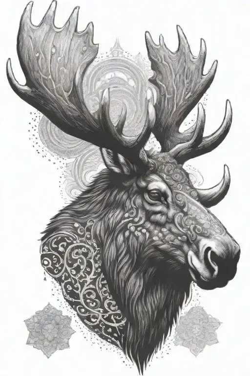 moose head tattoo design idea