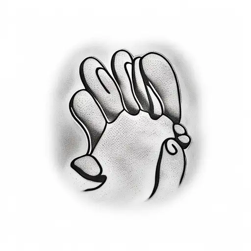 dog paw laced with a human hand tattoo design idea