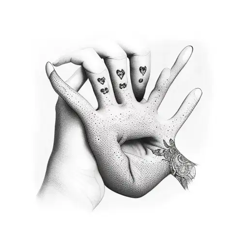 paw and hand with a red lace tattoo design idea