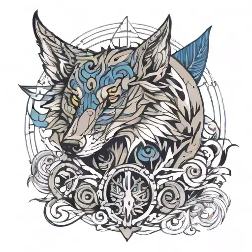 wolf anatomy combined with intricate tattoo design idea