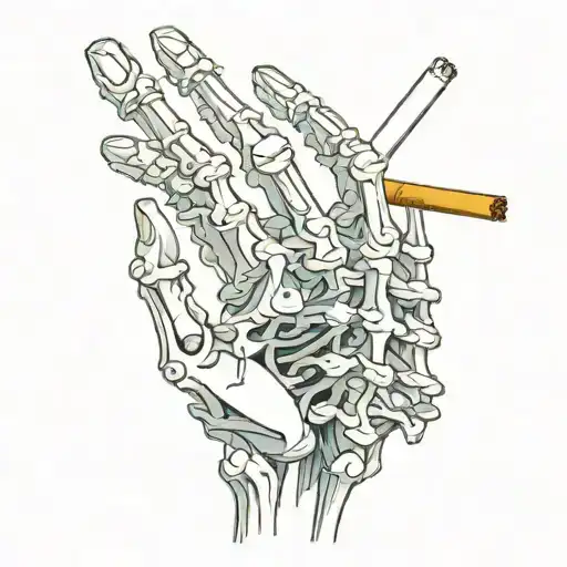 Skeleton hand with cigarette tattoo design idea
