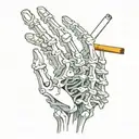 Skeleton hand with cigarette tattoo design idea