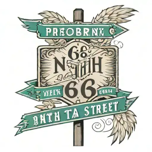 Create a suburban street crossroad sign that reads N.66th street and East Osborn Street design with the Phoenix Arizona  tattoo design idea