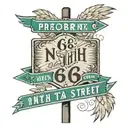 Create a suburban street crossroad sign that reads N.66th street and East Osborn Street design with the Phoenix Arizona  tattoo design idea