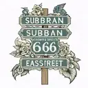Create a suburban street crossroad sign that reads N.66th street and East Osborn Street design with the Phoenix Arizona  tattoo design idea