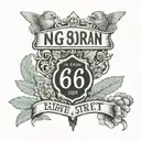 Create a suburban street crossroad sign that reads N.66th street and East Osborn Street design with the Phoenix Arizona  tattoo design idea