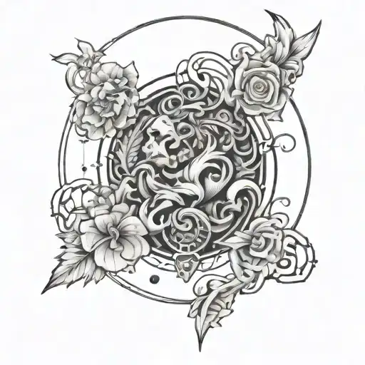A tattoo design that combines elements of honor and artistry in a blackwork style:HONOR MERETUR HONOREA PASSIO MERETUR P tattoo design idea