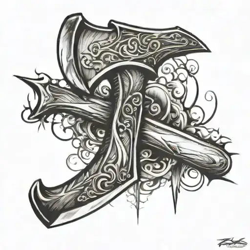 blade axe inspired tattoo design idea