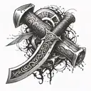 blade axe inspired tattoo design idea
