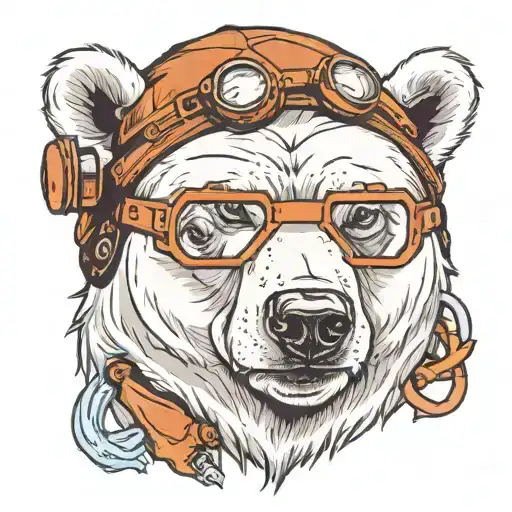 polar bear face with goggles and a beanie tattoo design idea