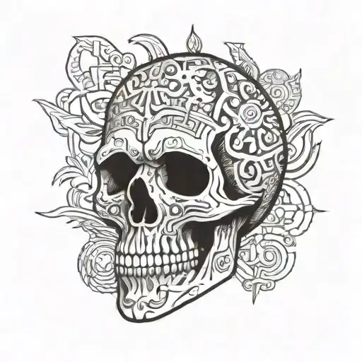 skull and hieroglyph tattoo tattoo design idea